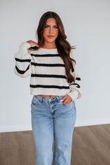 Aubriana Striped Sweater - Black Mix