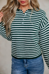 Brayden Striped Sweater - Forest Green