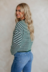 Brayden Striped Sweater - Forest Green