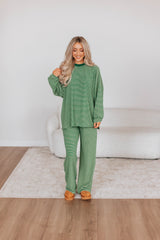Cayla Striped Top - Hunter Green Mix