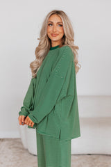 Cayla Striped Top - Hunter Green Mix