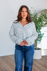 Brooke Striped Cardigan - Heather Grey Mix