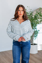 Brooke Striped Cardigan - Heather Grey Mix