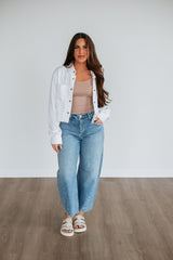 Harlow Hidden Denim Shacket - Ivory