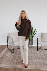 Aubrie Half-Zip Pullover - Espresso