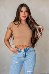 Tara Waffle Knit Top - Camel