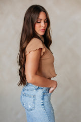 Tara Waffle Knit Top - Camel