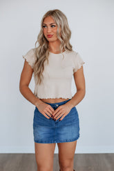 Tara Waffle Knit Top - Beige