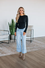 Iria Ribbed Top - Black