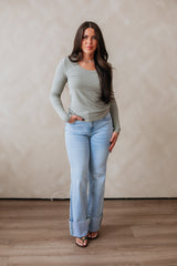 Karigan Ribbed Top - Dusty Sage
