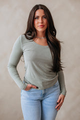 Karigan Ribbed Top - Dusty Sage