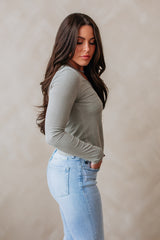 Karigan Ribbed Top - Dusty Sage