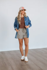 Grayson Risen Denim Shacket - Medium Wash