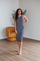 Pattie Striped Dress - Navy Mix