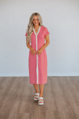 Paylor Striped Dress - Cherry