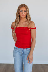 Zariya Off Shoulder Top - Cherry