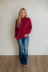 Chelsea Mock Neck Sweater - Cranberry