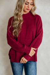 Chelsea Mock Neck Sweater - Cranberry