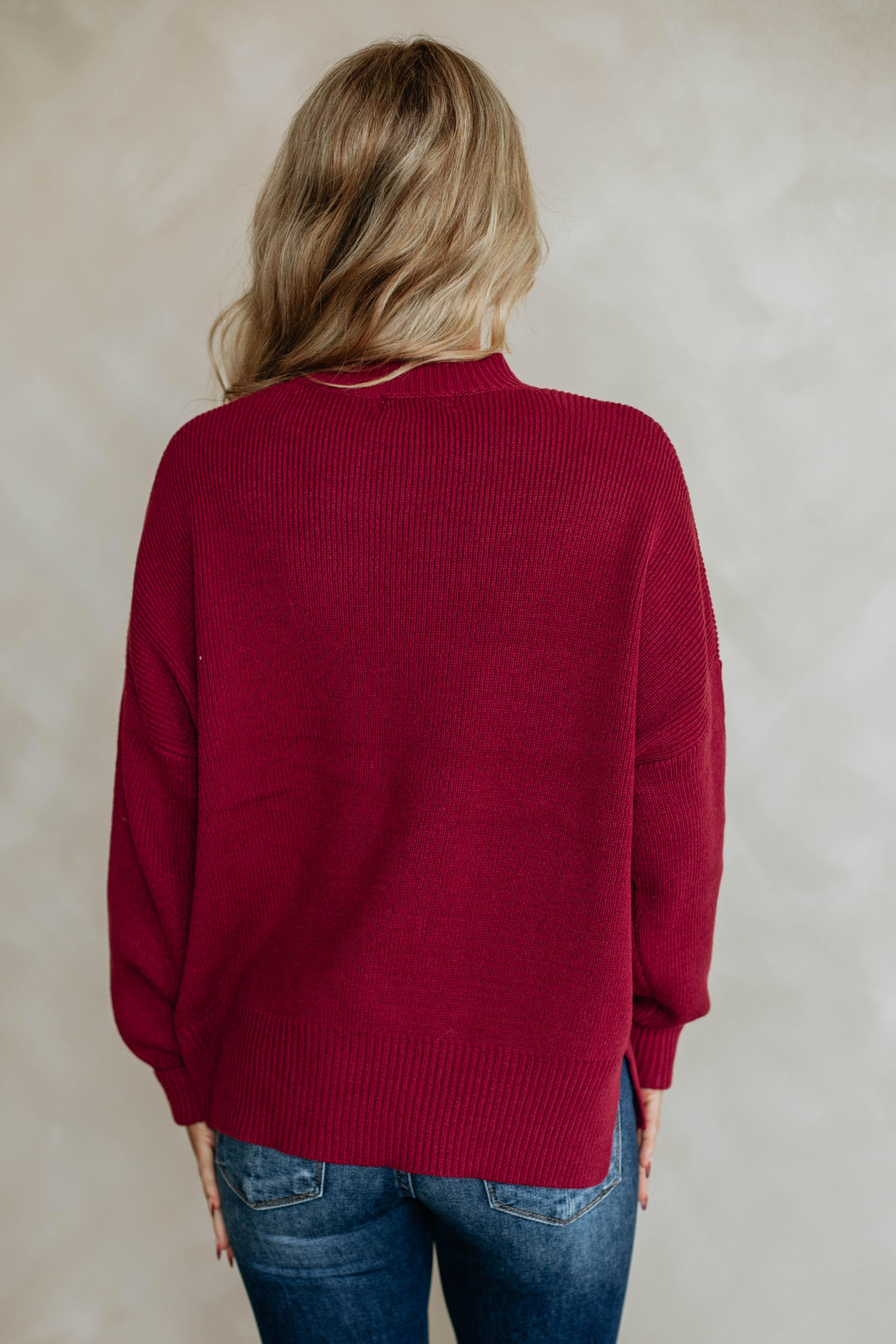 Chelsea Mock Neck Sweater - Cranberry