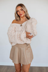 Aria Leather Skirt - Khaki