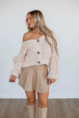 Aria Leather Skirt - Khaki