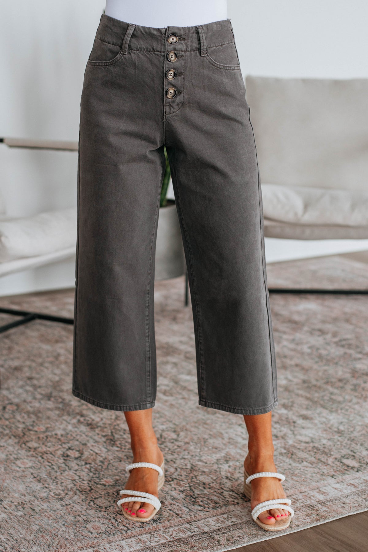 Blithe Wide Leg Pants - Charcoal