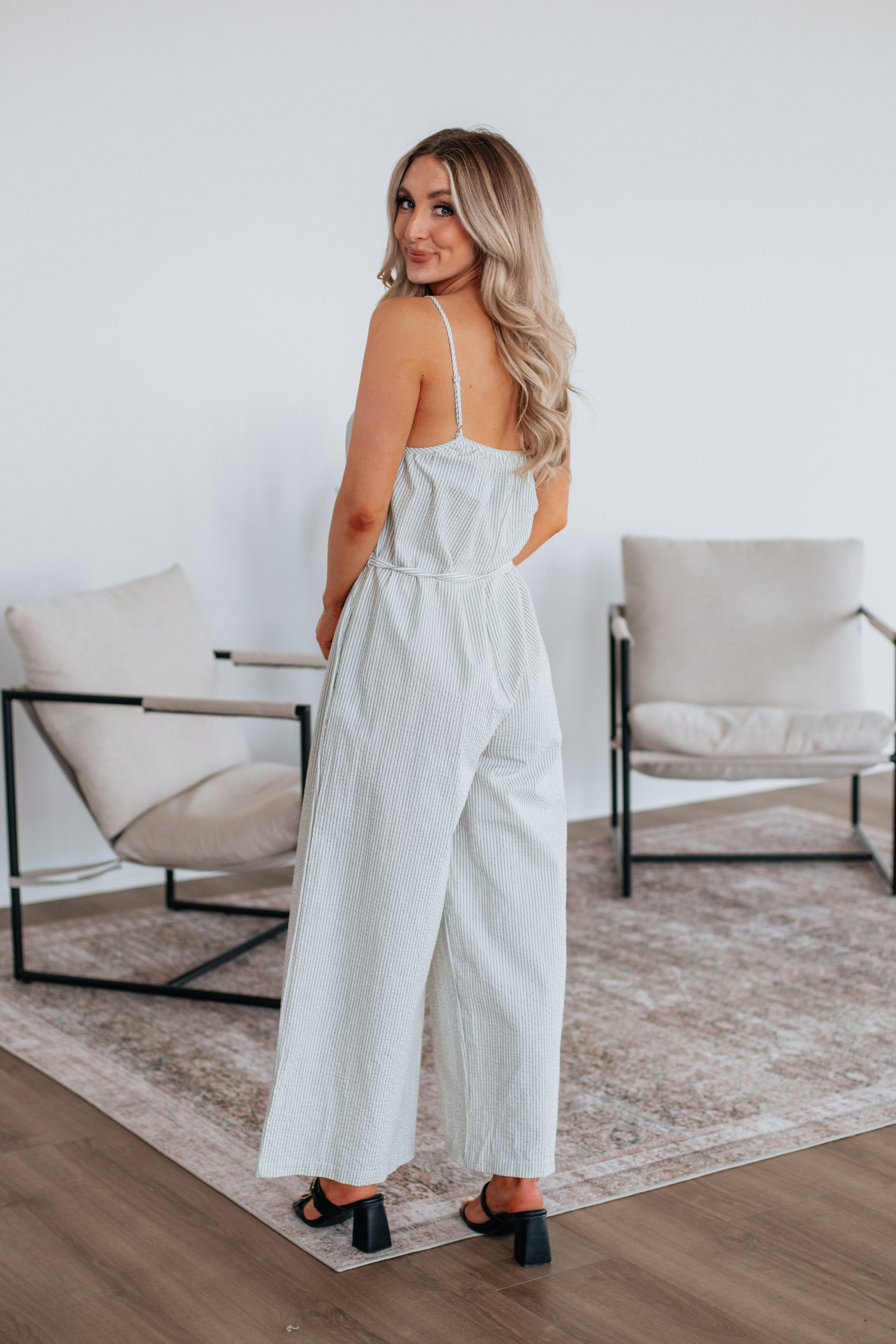 Brielle Striped Jumpsuit - Ecru