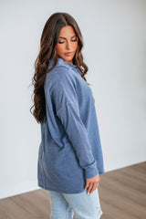 Bronwen Oversized Top - Steel Blue