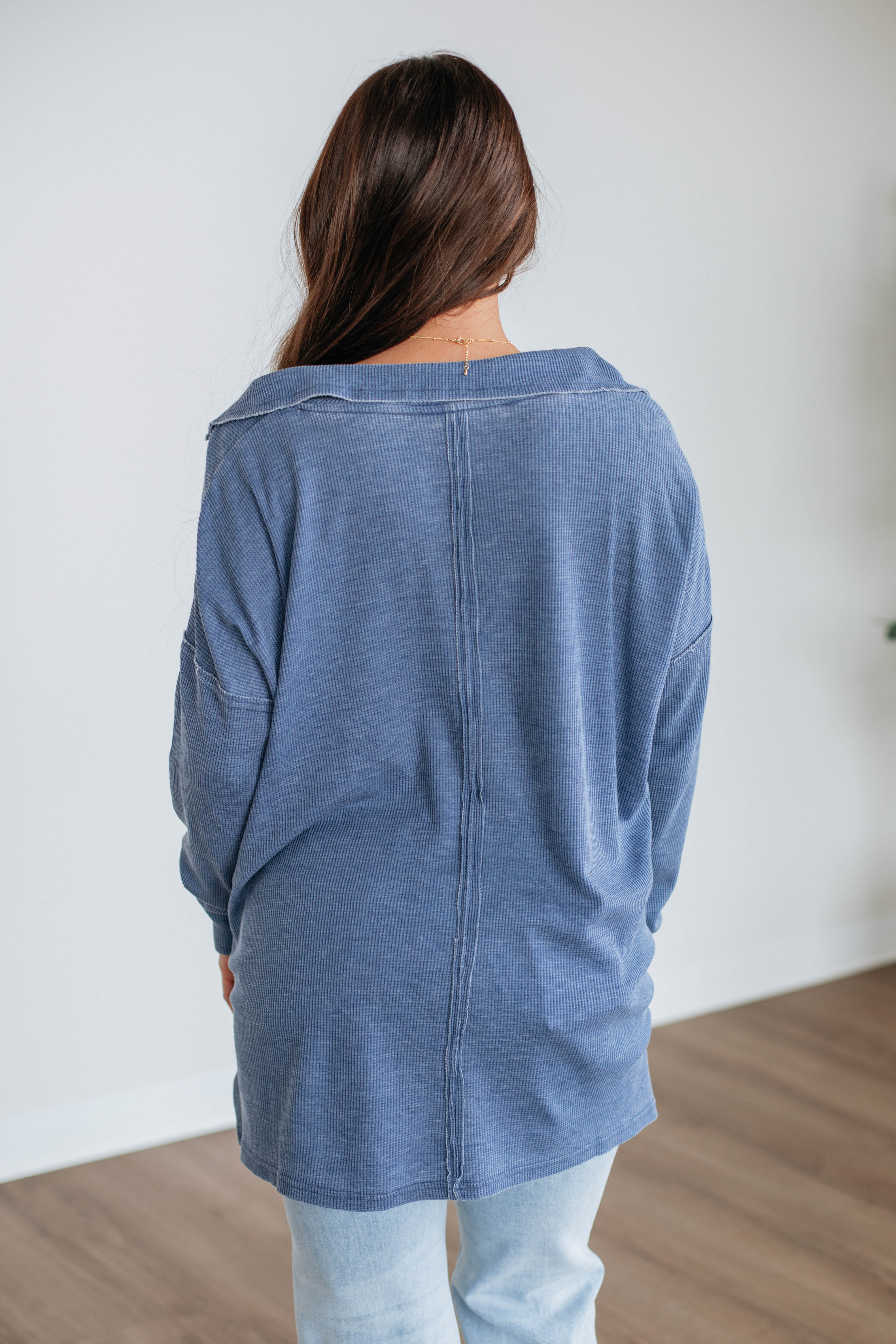 Bronwen Oversized Top - Steel Blue