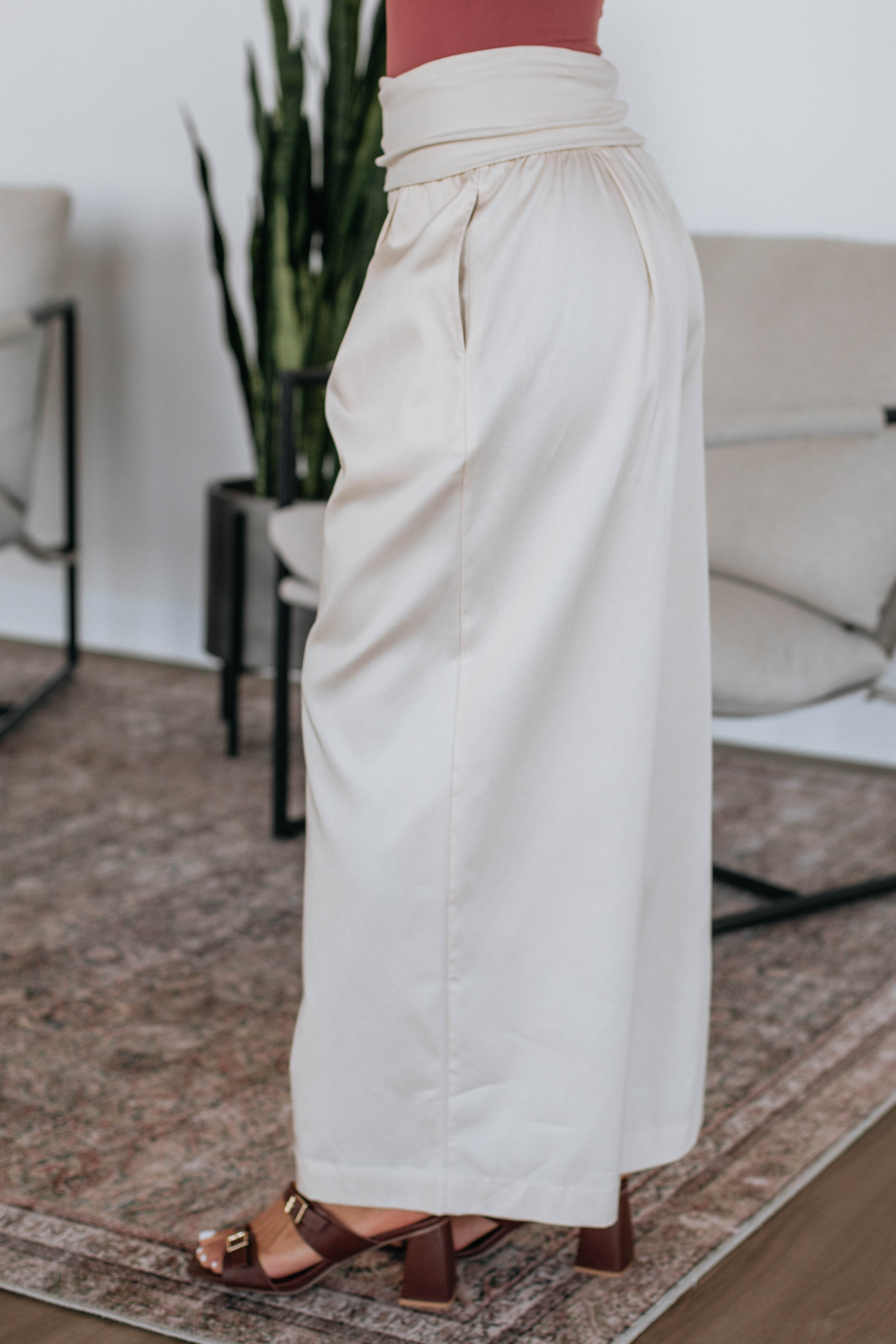 Haylo Wide Leg Pants - Cream