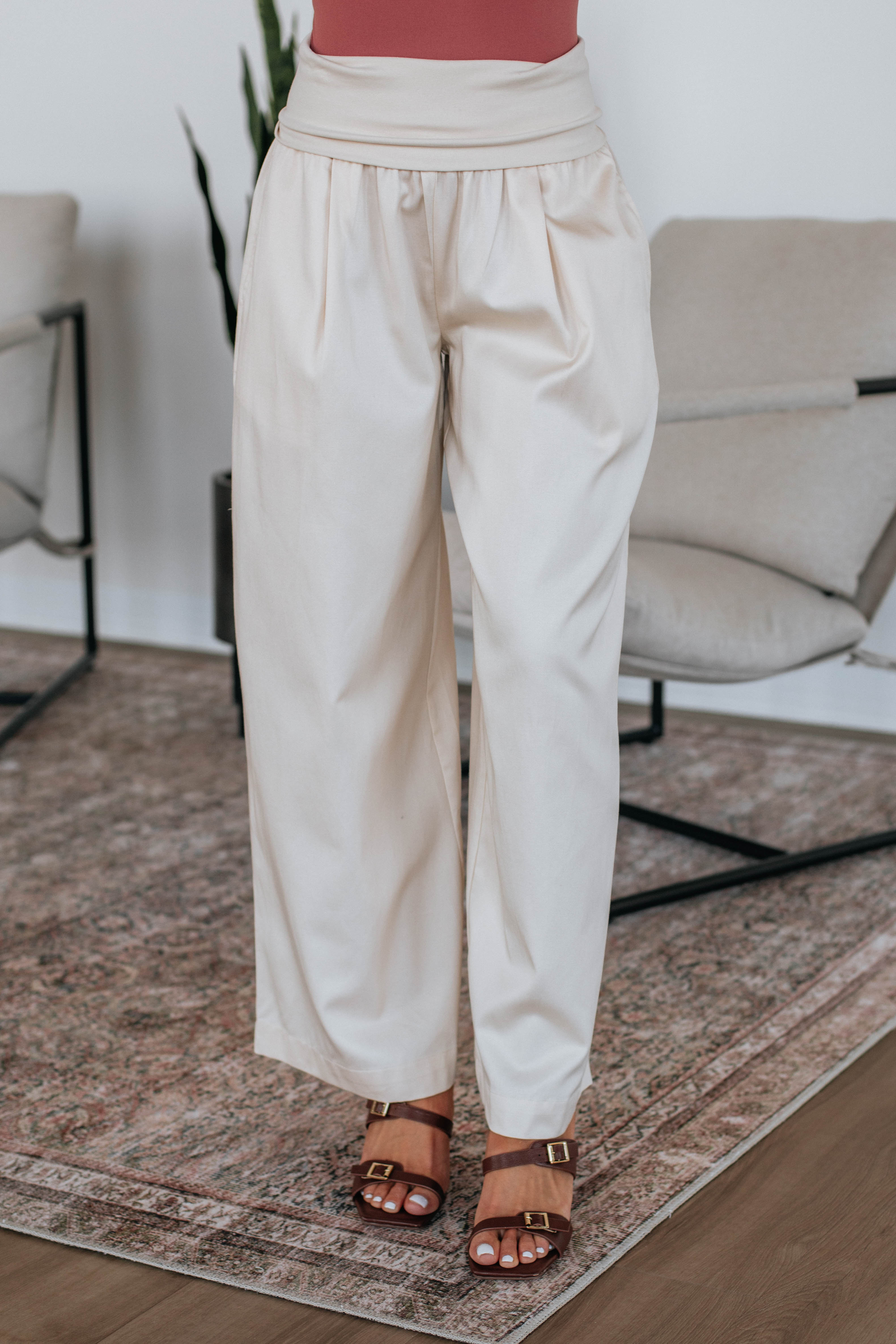 Haylo Wide Leg Pants - Cream