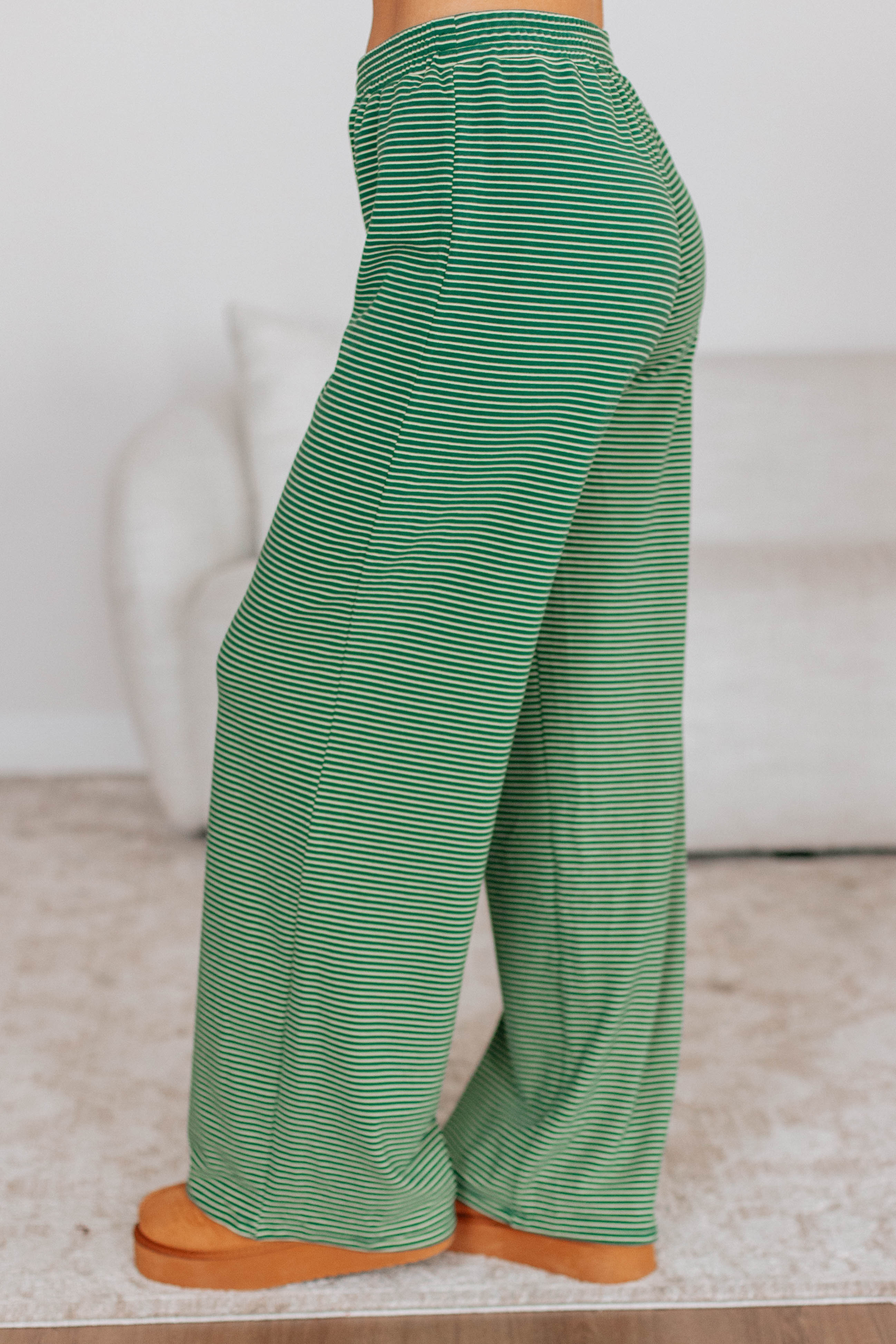 Cayla Striped Pants - Hunter Green Mix