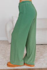 Cayla Striped Pants - Hunter Green Mix