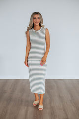 Claudelle Striped Dress - Grey Mix