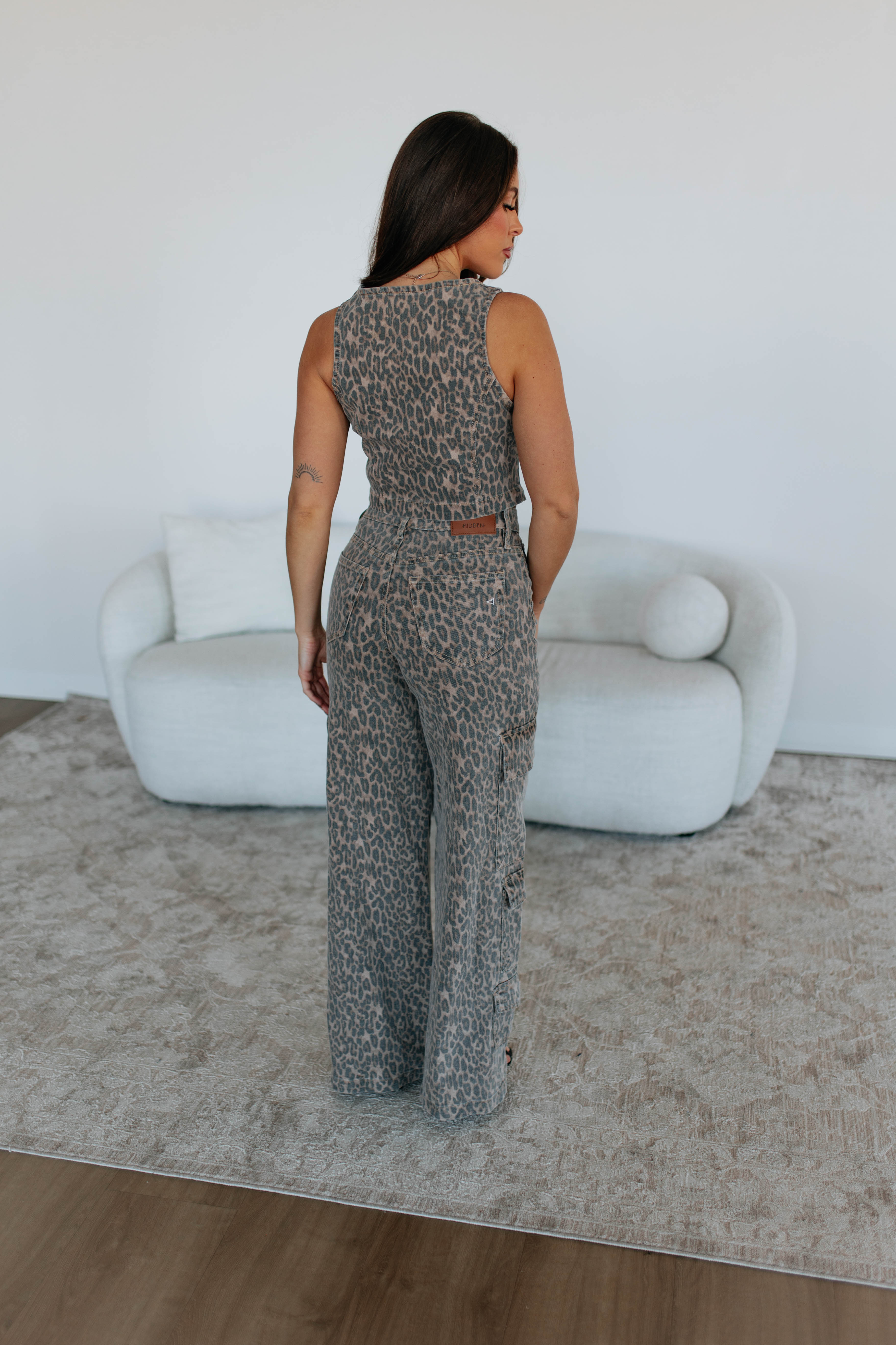 Rebel Hidden Denim Vest - Cheetah