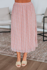 Ashie Pleated Floral Skirt - Mauve Mix