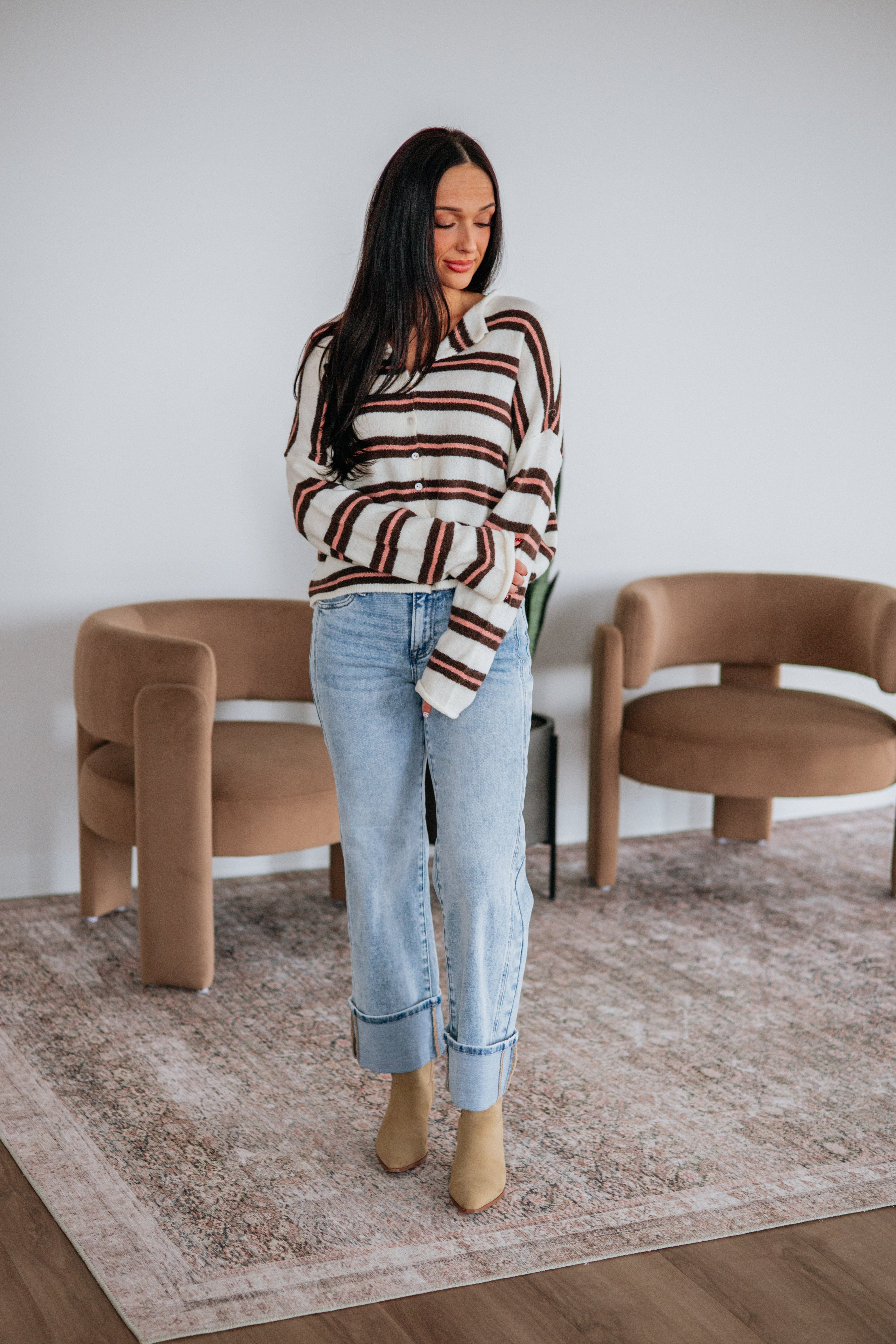 Teddy Striped Cardigan