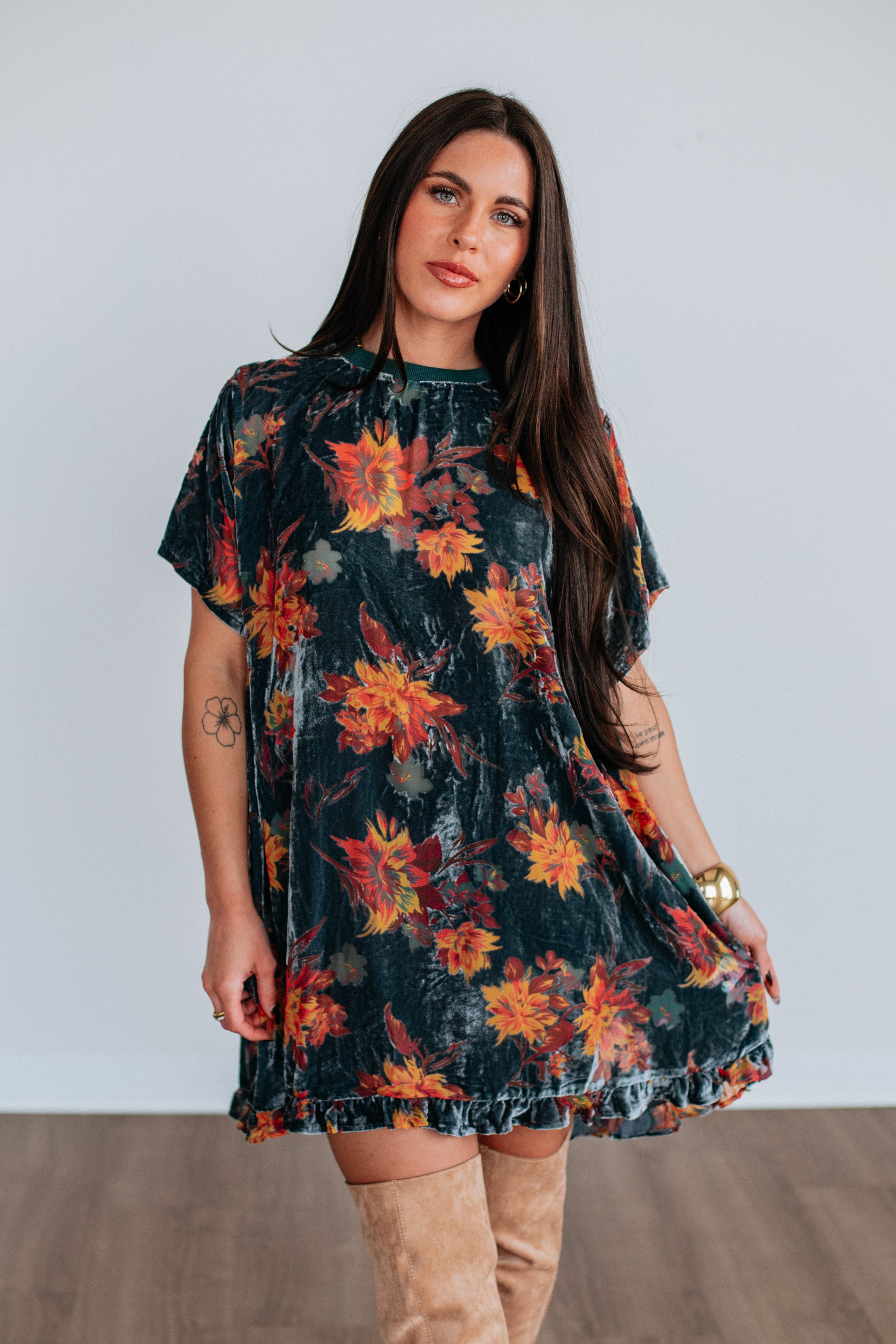 Verity Floral Velvet Dress