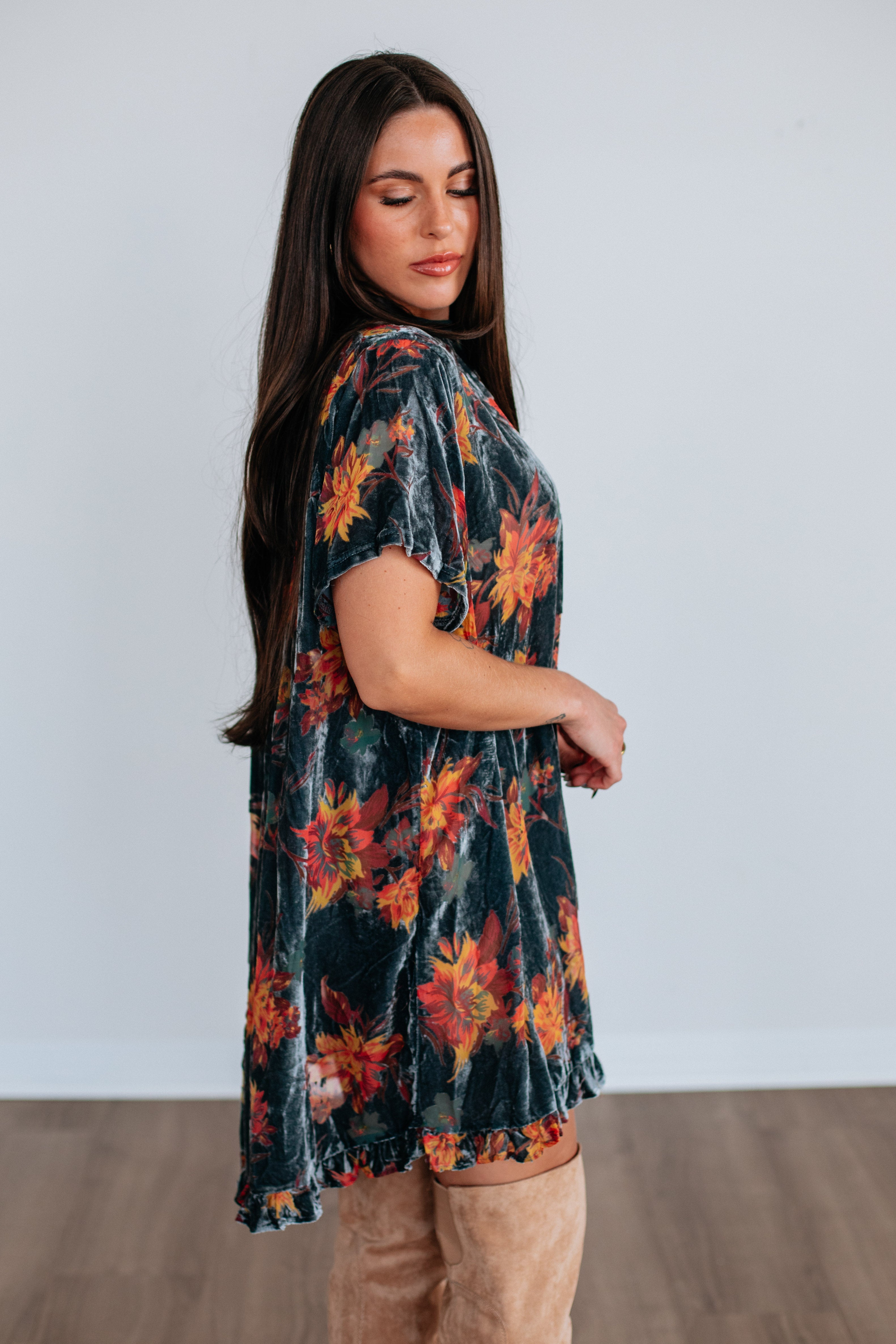 Verity Floral Velvet Dress