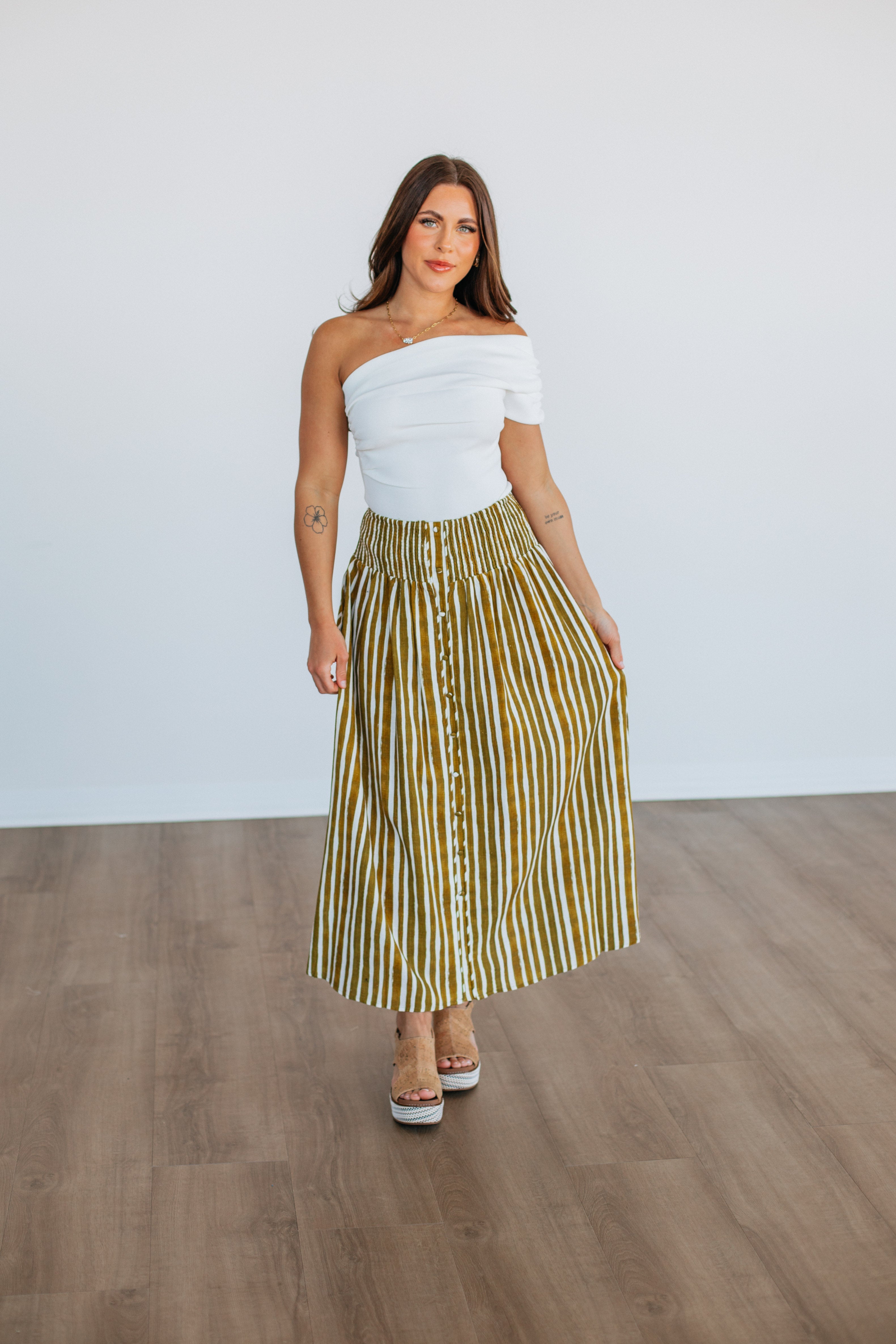 Zoya Striped Skirt - Lemongrass Mix