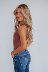 Dulcia Ribbed Bodysuit - Burlwood