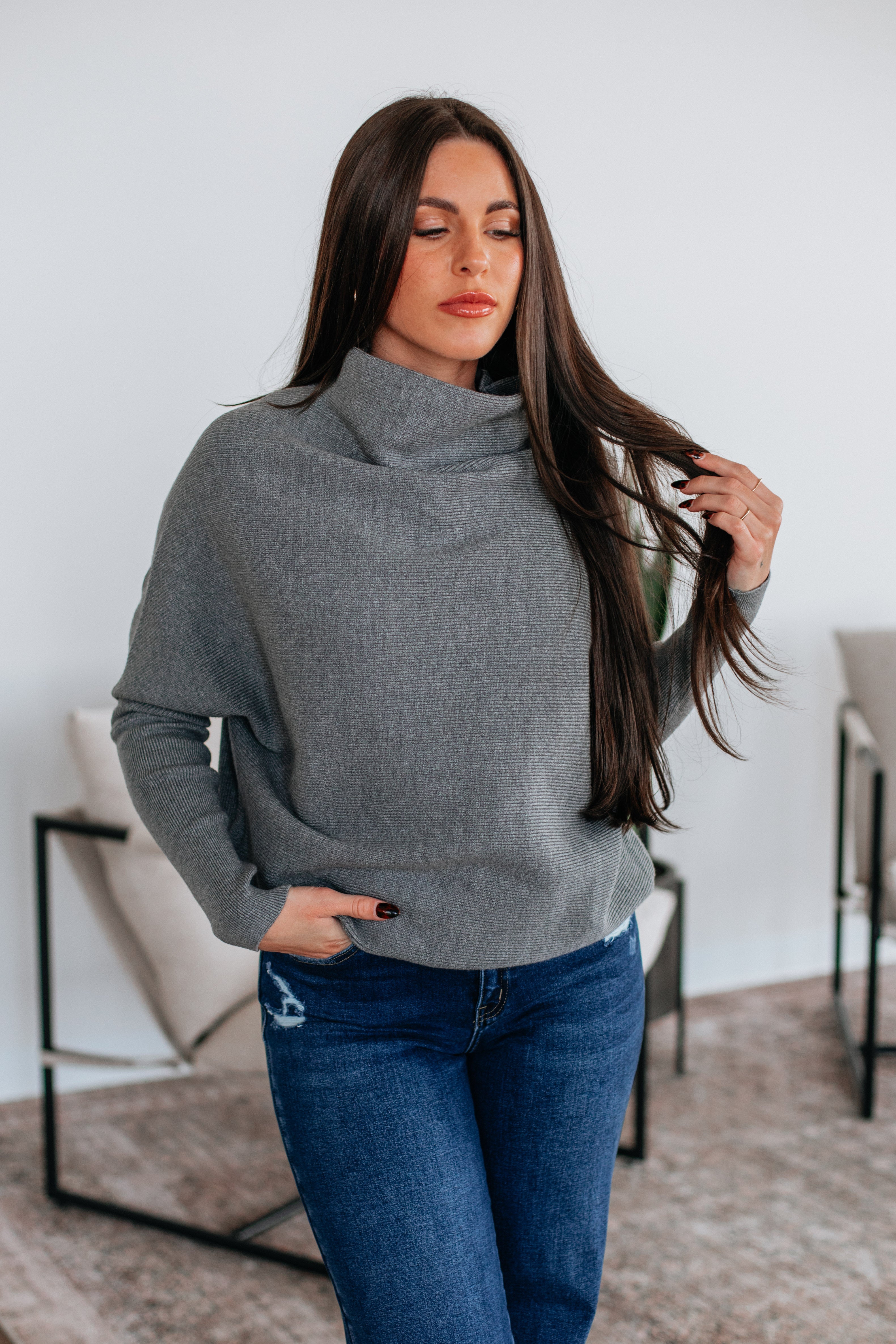 Gretchen Dolman Sweater - Grey