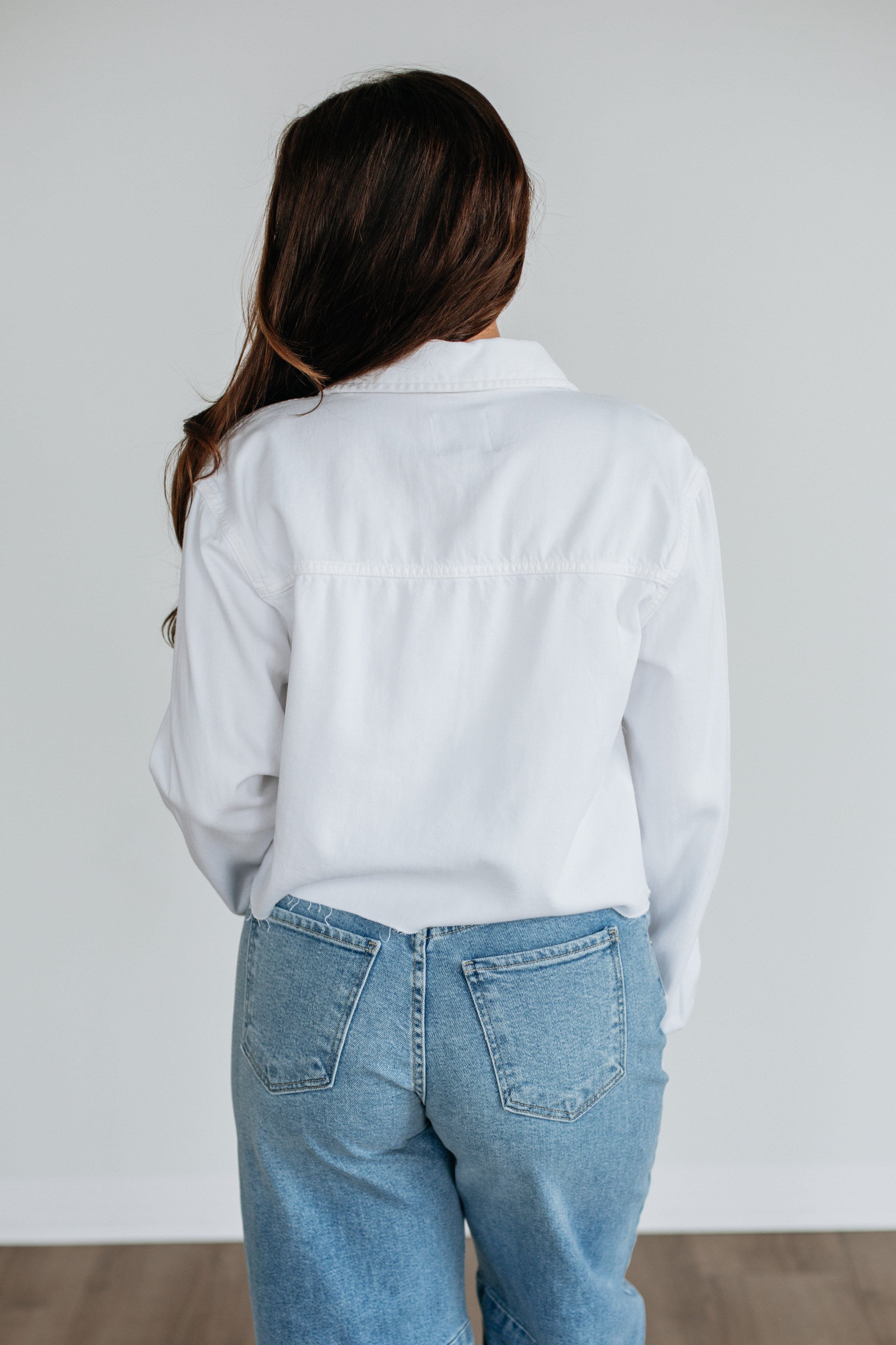 Harlow Hidden Denim Shacket - Ivory