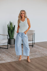 Jaeleigh Striped Tank - Olive Mix