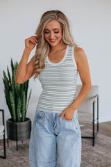 Jaeleigh Striped Tank - Olive Mix