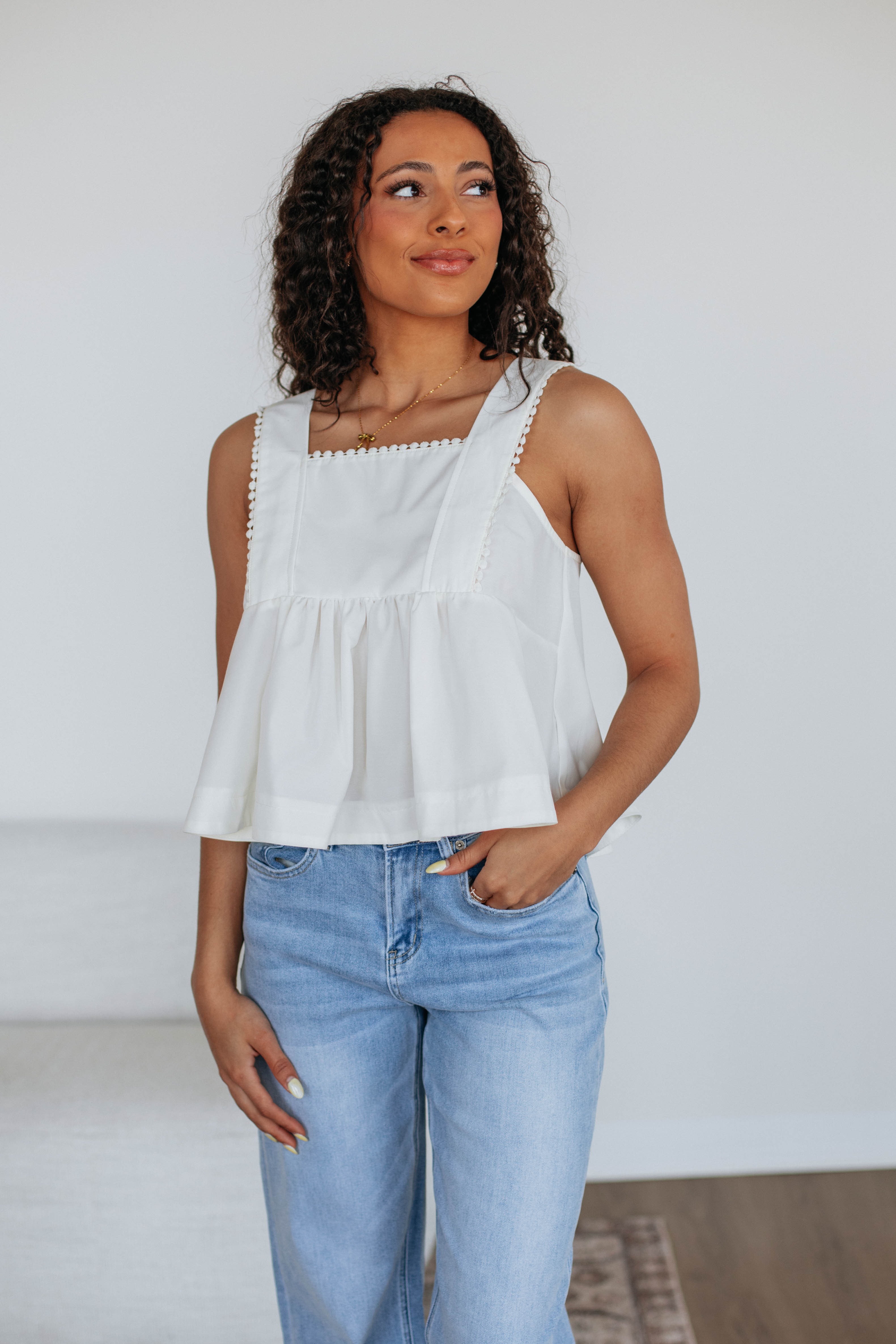 Janine Babydoll Tank - Ivory