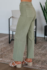 Linsley Wide Leg Pants - Dusty Olive