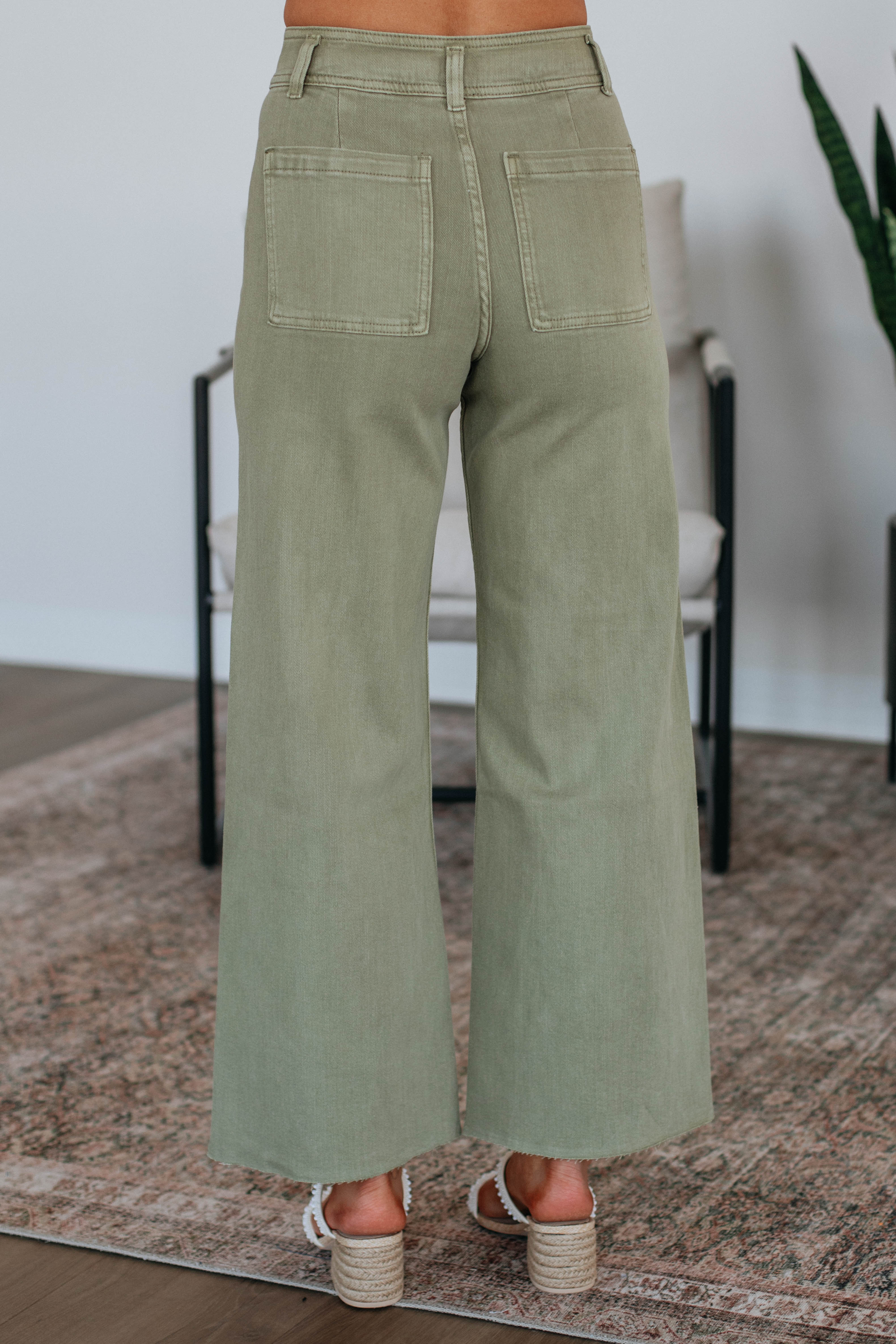 Linsley Wide Leg Pants - Dusty Olive