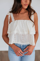 Mabel Eyelet Tank - Cream
