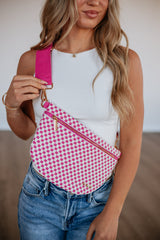 Patsy Checkered Bum Bag - Raspberry